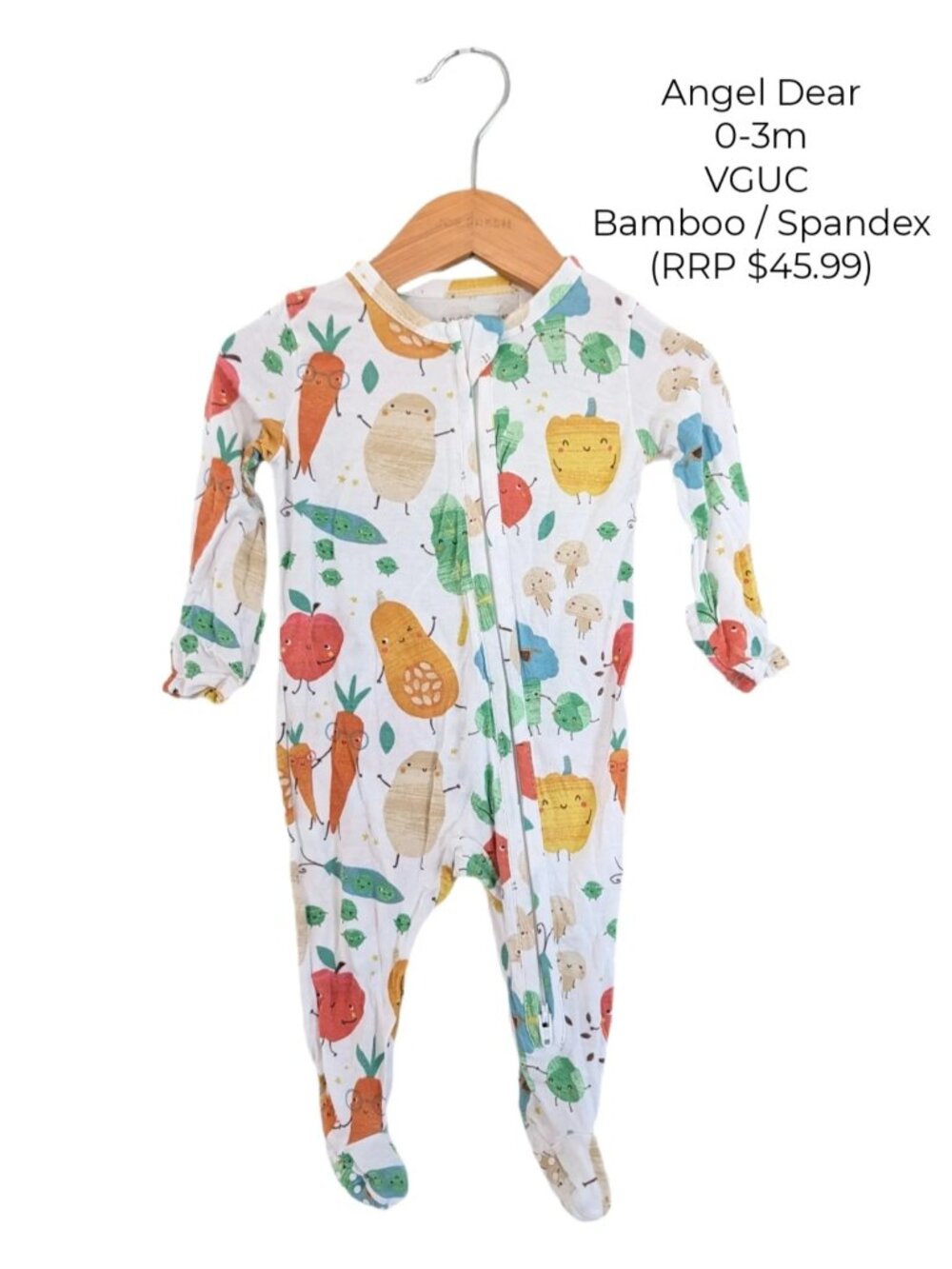 Angel Dear Bamboo‎ Vegatable Baby Footed Sleeper 0-3m